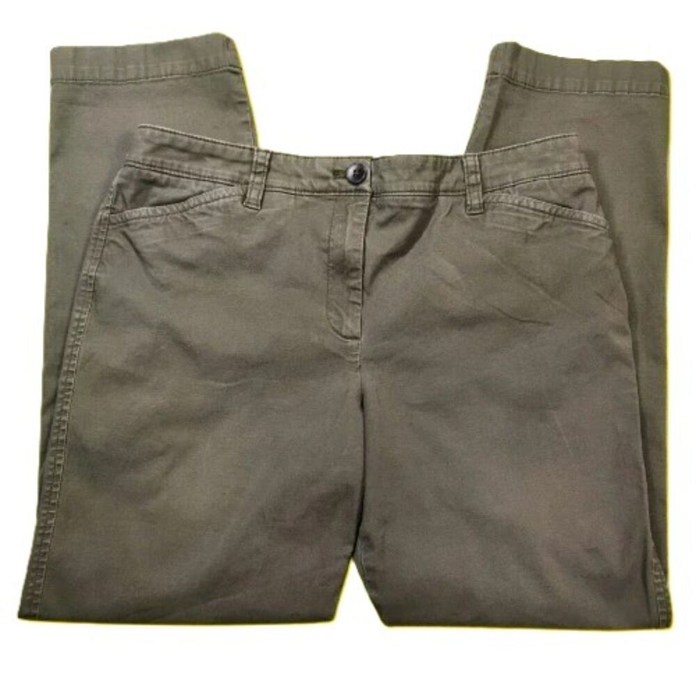 Talbots The Perfect Chino Olive Green Stretch Pants Women’s 8P Cotton Casual